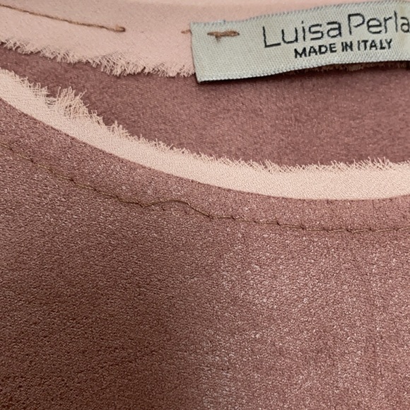 Luisa Perla Rose Ruffle Sleeve Suede Dress - Picture 8 of 14
